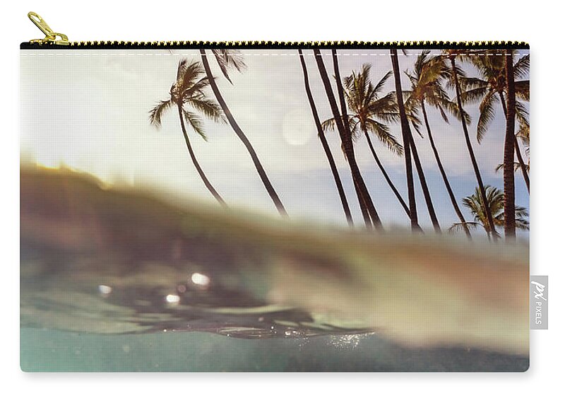 Tropical Zip Pouch featuring the photograph Hawaii Underwater Split by Christopher Johnson