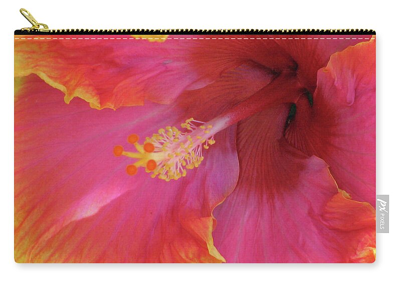 Hibiscus Zip Pouch featuring the photograph Hawaiian Hibiscus - Orange and Red 06 by Pamela Critchlow