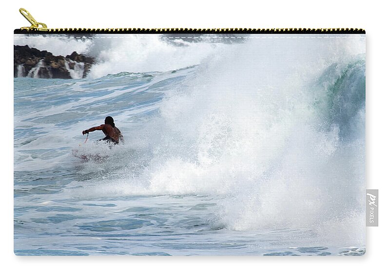 Hawaiian Surfer Zip Pouch featuring the photograph Hawaiian Surfer by Frank Wilson