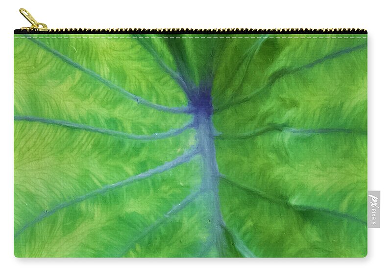 Taro Zip Pouch featuring the photograph Hawaiian Taro Leaf Texture by Denise Beverly