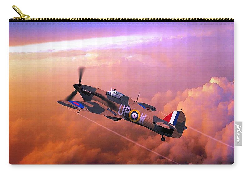 British Aviation Zip Pouch featuring the digital art Hawker Hurricane British Fighter by John Wills