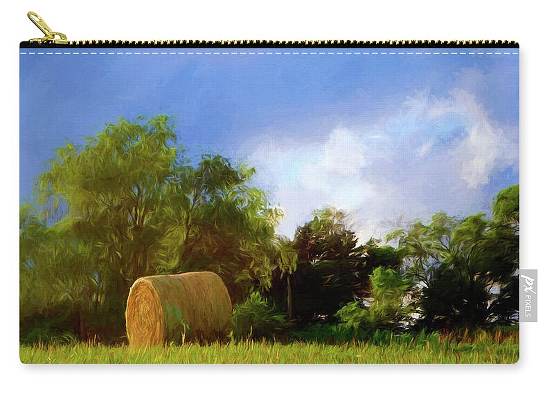 Hay Roll Zip Pouch featuring the photograph Hay Roll - Nebraska Field by Nikolyn McDonald