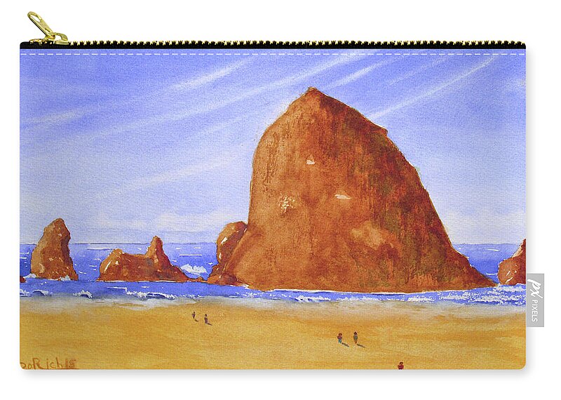 Hay Zip Pouch featuring the tapestry - textile Hay Stack Rock by Richard Stedman