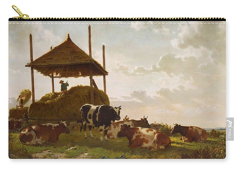 William Tylee Ranney(american Zip Pouch featuring the painting Haying Time by MotionAge Designs