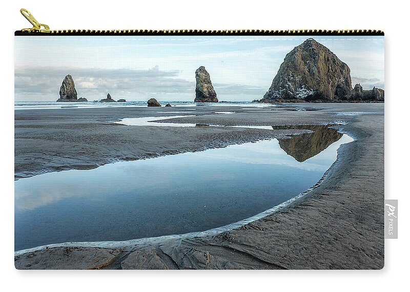 Morning Zip Pouch featuring the photograph Haystack and the Needles by Belinda Greb