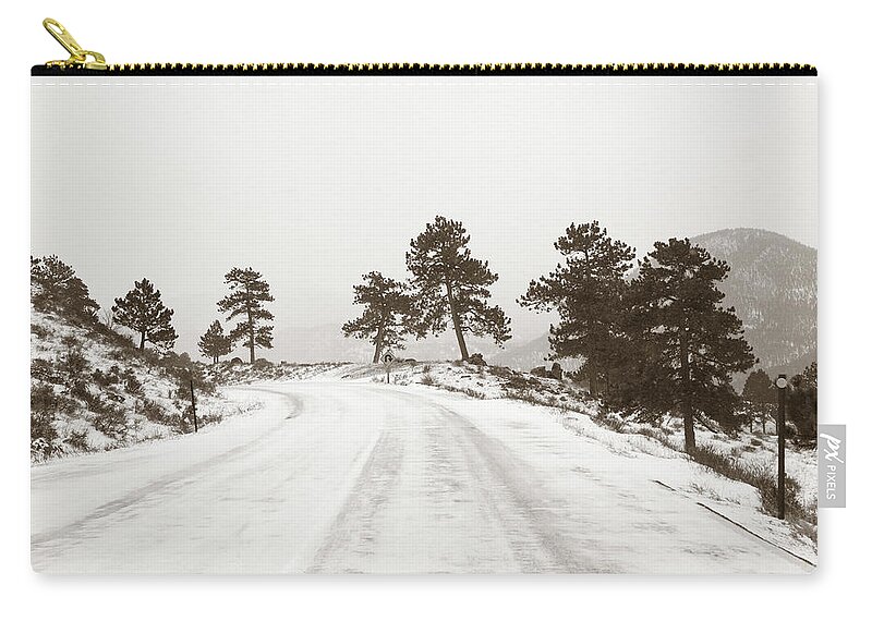 Snow Zip Pouch featuring the photograph Hazardous Hills by Marilyn Hunt