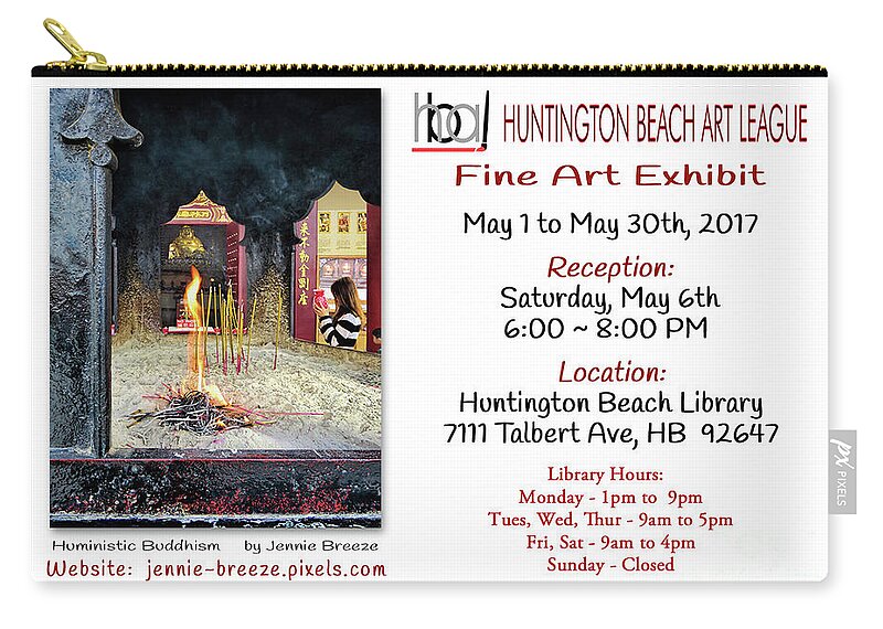 Huntington Beach Library Zip Pouch featuring the photograph HBAL at HBL by Jennie Breeze