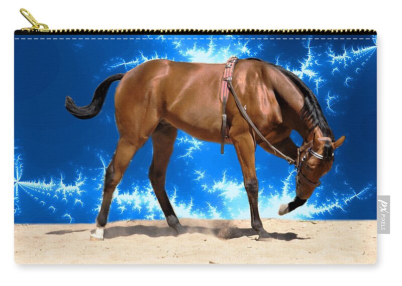 Horse Zip Pouch featuring the mixed media He Was Magic by Yolanda Caporn