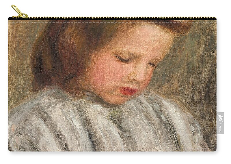Renoir Zip Pouch featuring the painting Head of a Girl, Tete de fillette by Pierre Auguste Renoir