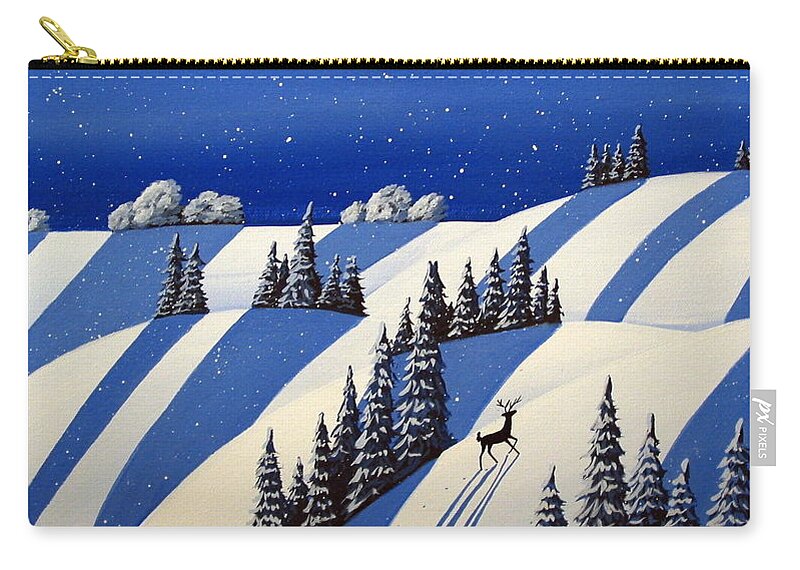 Art Zip Pouch featuring the painting Heading North - modern winter landscape by Debbie Criswell
