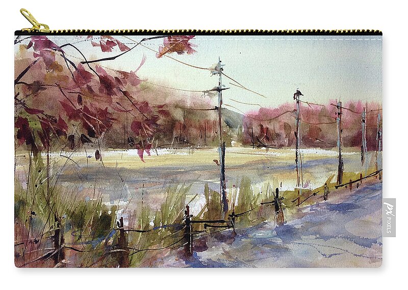 Watercolor Zip Pouch featuring the painting Heading to North Country by Judith Levins