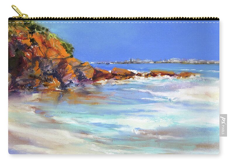 Beach Zip Pouch featuring the painting Headland At Lowtide.. by Rae Andrews