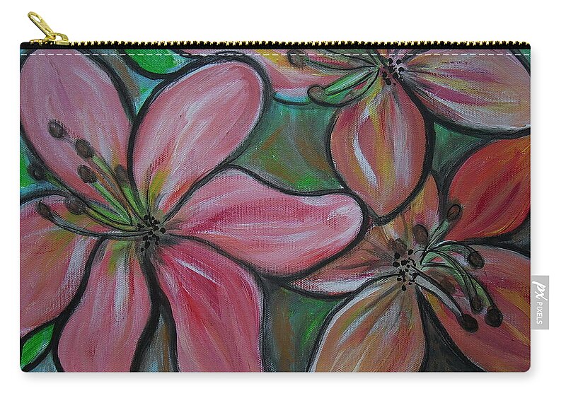 Blooms Zip Pouch featuring the painting Healing Flowers by Pristine Cartera Turkus