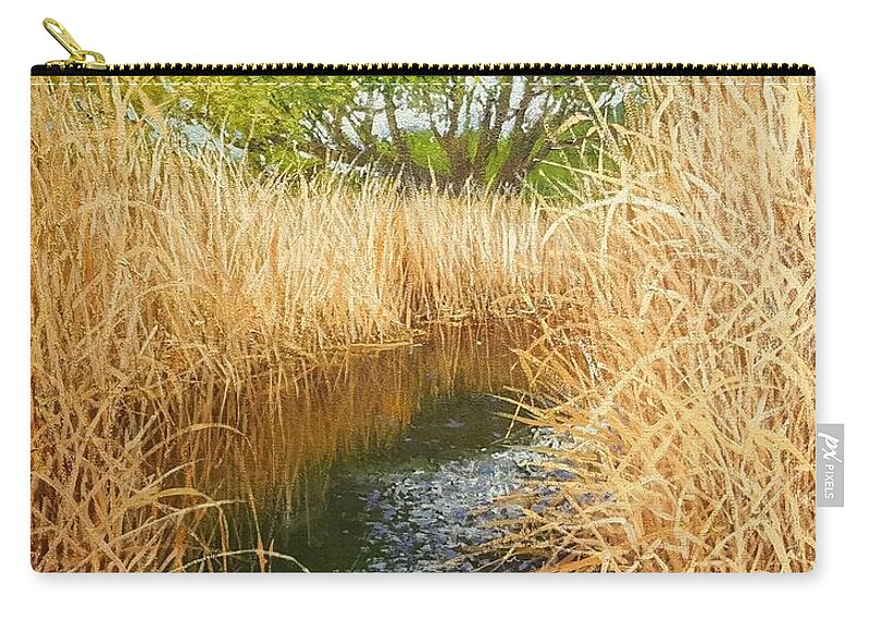 Zip Pouch featuring the painting Hear the croaking frogs by Jessica Anne Thomas