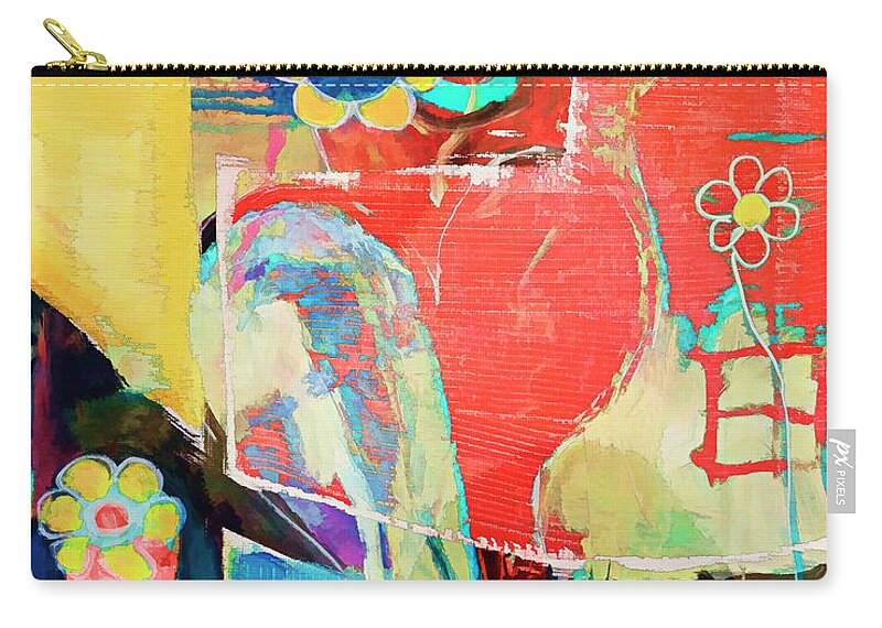 Hearts Zip Pouch featuring the painting Heart and Flowers by Susan Stone