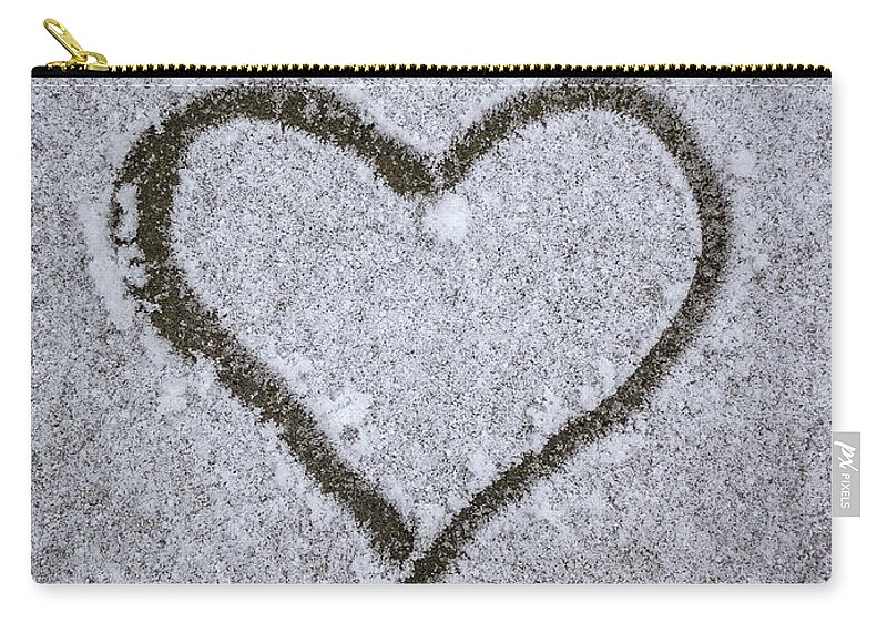 Valentine's Day Zip Pouch featuring the photograph Heart of Snow by Cesar Vieira