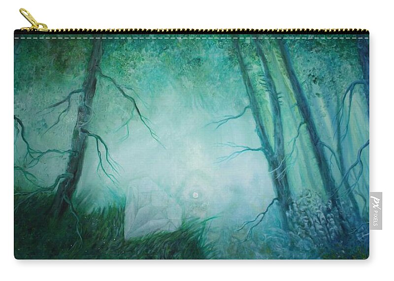 Heart Of The Forest Zip Pouch featuring the painting Heart of the forest by Elzbieta Goszczycka