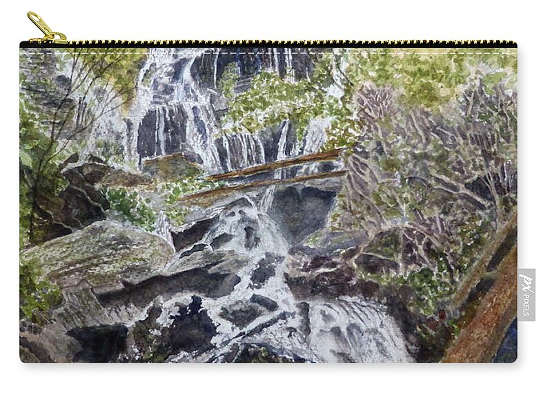 Catawba Falls Zip Pouch featuring the painting Heart of the Forest by Joel Deutsch