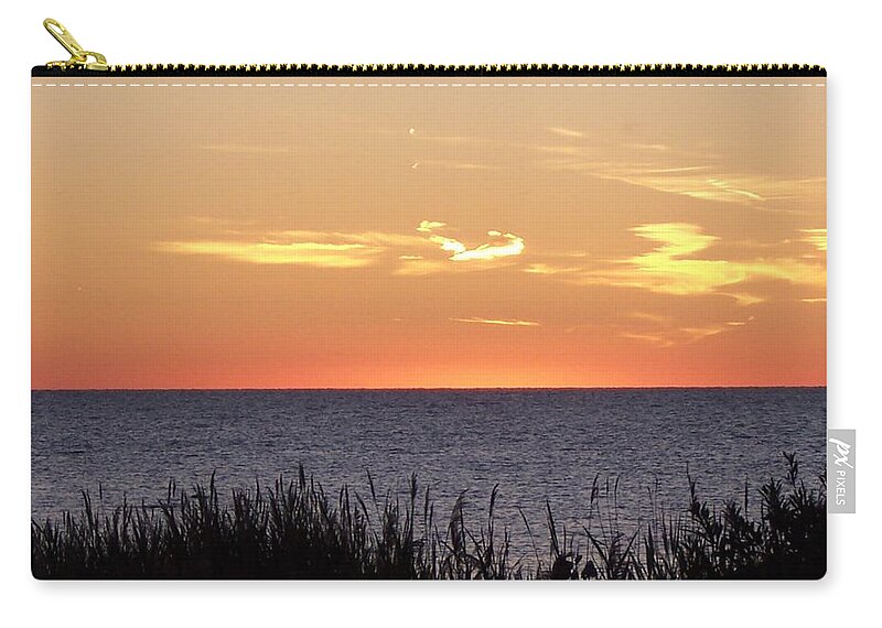 Sunset Zip Pouch featuring the photograph Heart Sunset by Michelle Miron-Rebbe