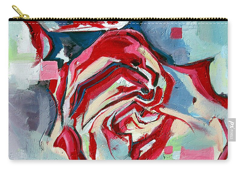 Florals Zip Pouch featuring the painting Heartfelt Rose by John Gholson