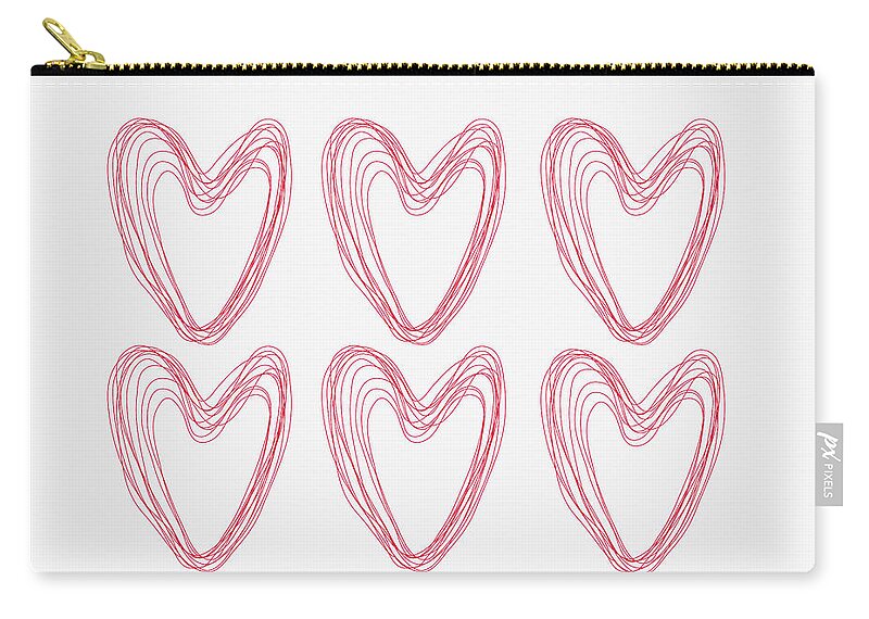 Heart Zip Pouch featuring the drawing Hearts by Maria Heyens
