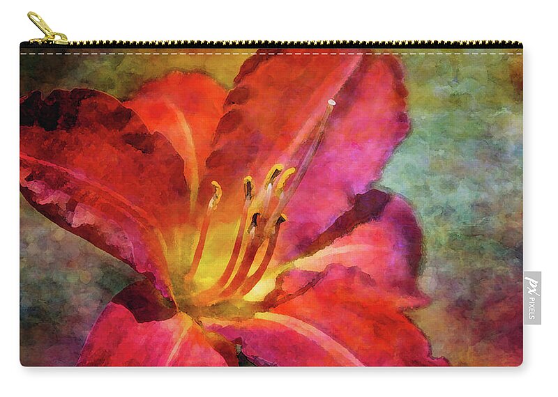 Daylily Zip Pouch featuring the photograph Heat in the Cold 0319 IDP_2 by Steven Ward