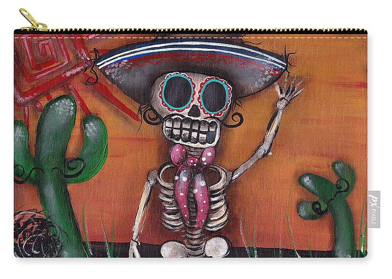 Day Of The Dead Carry-all Pouch featuring the painting Heat Wave by Abril Andrade