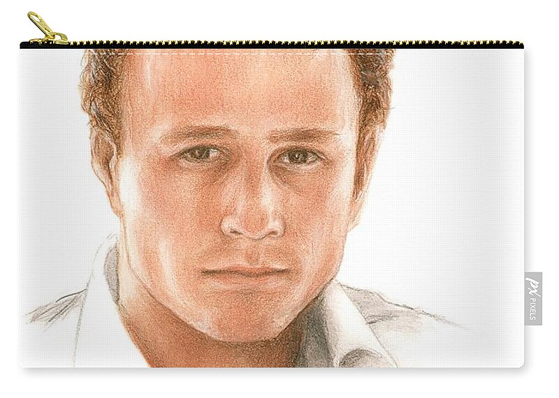 Heath Ledger Zip Pouch featuring the drawing Heath by Bruce Lennon