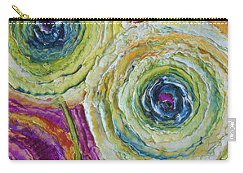 Flowers In Heaven Zip Pouch featuring the painting Heaven's Flowers by Paris Wyatt Llanso