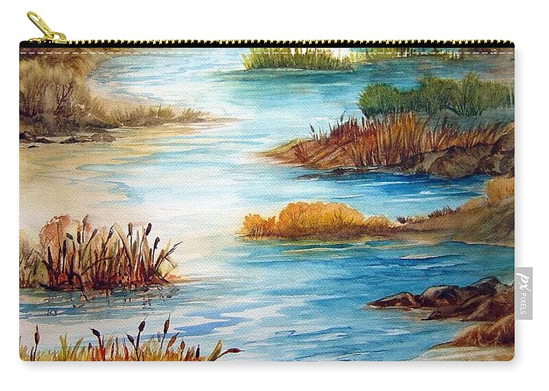 Heavens Gift Water Trees Landscape Zip Pouch featuring the painting Heavens Gift by Jo Smoley