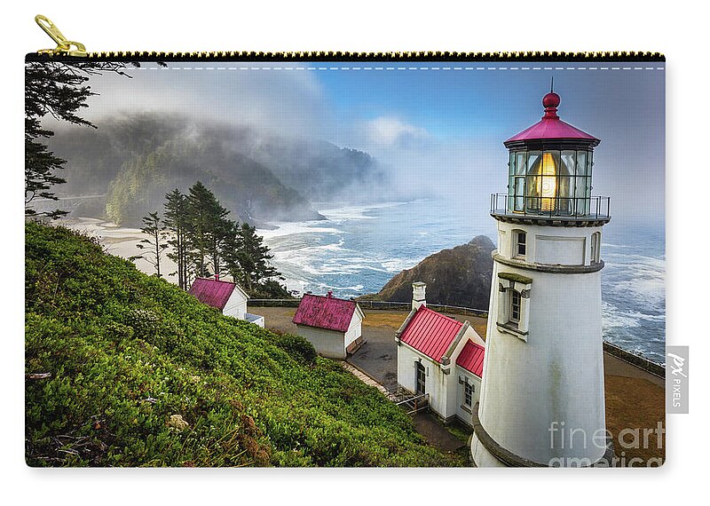 America Zip Pouch featuring the photograph Heceta Fog by Inge Johnsson