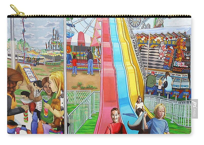 Long Island Zip Pouch featuring the painting Hecksher Park Fair by Bonnie Siracusa