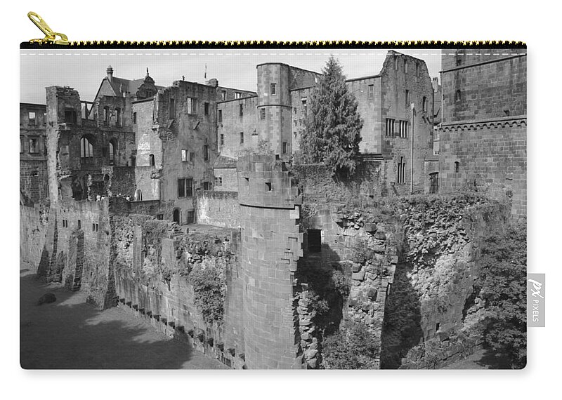 Heidelberg Zip Pouch featuring the photograph Heidelberg Castle behind the scenes by Corinne Rhode