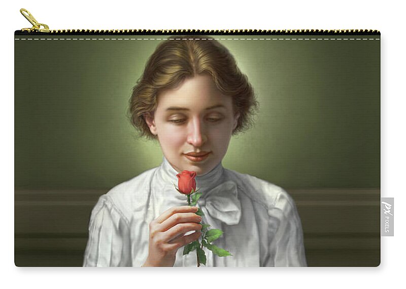 Helen Keller Carry-all Pouch featuring the digital art Helen Keller by Mark Fredrickson