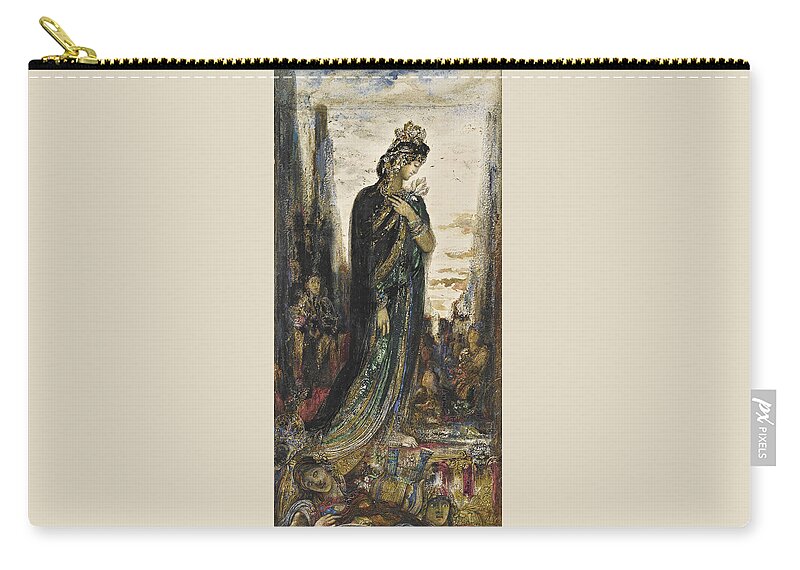 Gustave Moreau Zip Pouch featuring the drawing Helene by Gustave Moreau