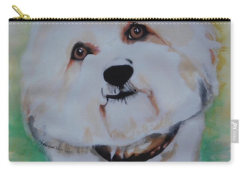 Watercolor Painting Zip Pouch featuring the painting Hello by Chrisann Ellis