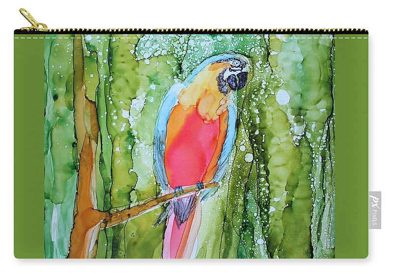Parrot Carry-all Pouch featuring the painting Hello Hello by Ruth Kamenev