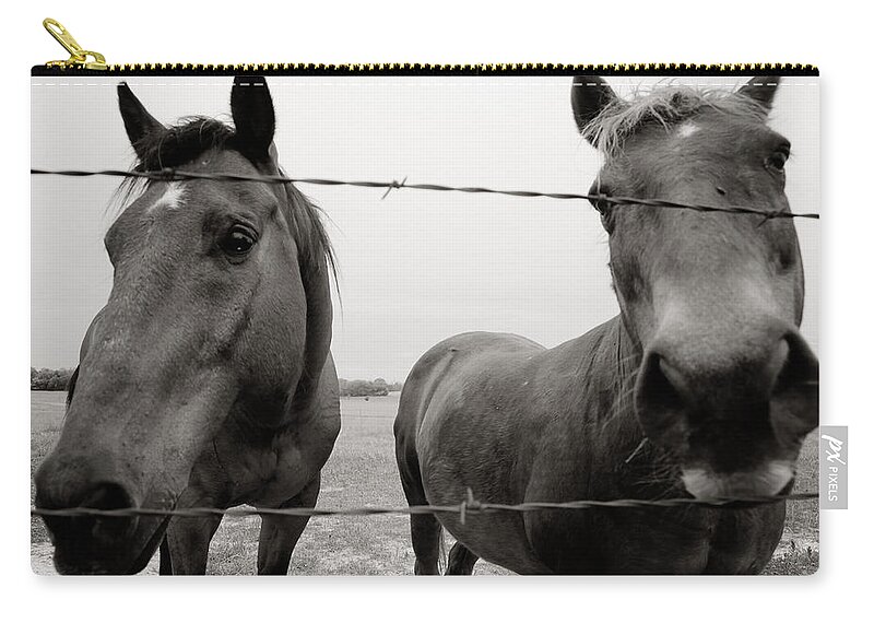Horses Zip Pouch featuring the photograph Hello Horses by Toni Hopper