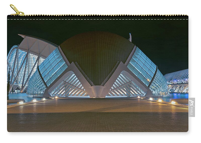 Joan Carroll Zip Pouch featuring the photograph Architecture Valencia Spain Night by Joan Carroll