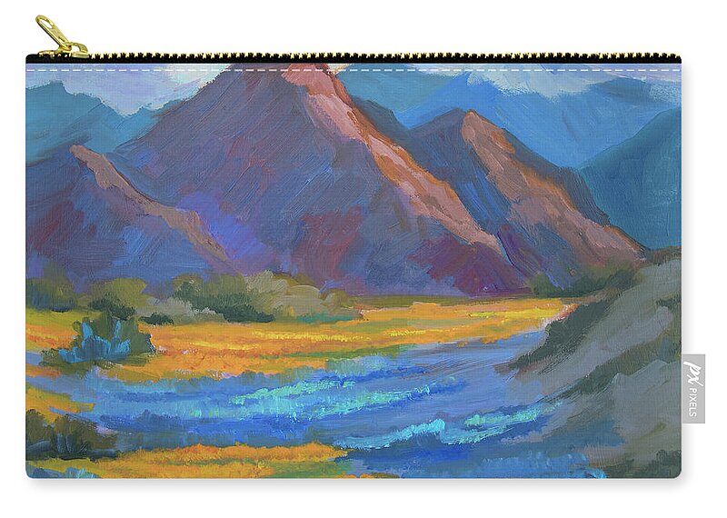 Desert Zip Pouch featuring the painting Henderson Canyon Borrego Springs by Diane McClary