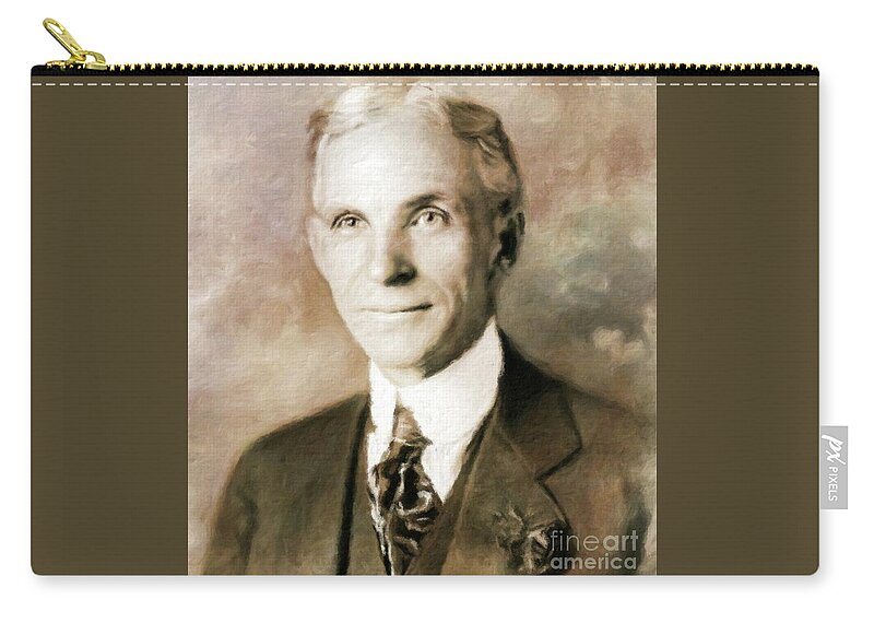 Writer Zip Pouch featuring the painting Henry Ford by Mary Bassett by Esoterica Art Agency