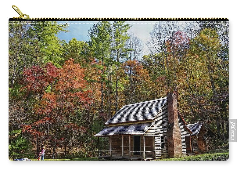 Log Cabin Zip Pouch featuring the photograph Henry Whitehead Place in Fall by Kevin Craft
