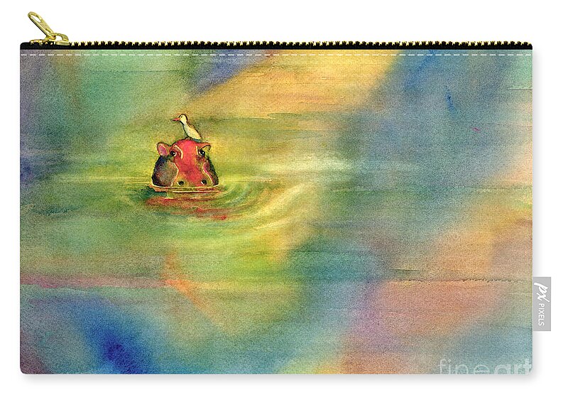 Hippo Carry-all Pouch featuring the painting Her Bonny Feathered Bathing Cap by Amy Kirkpatrick