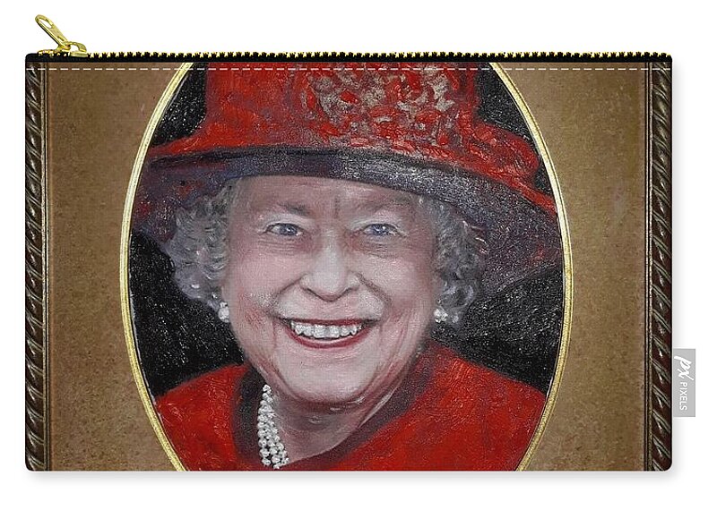 Royal Family Zip Pouch featuring the painting Her Majesty Queen Elizabeth by Sam Shaker