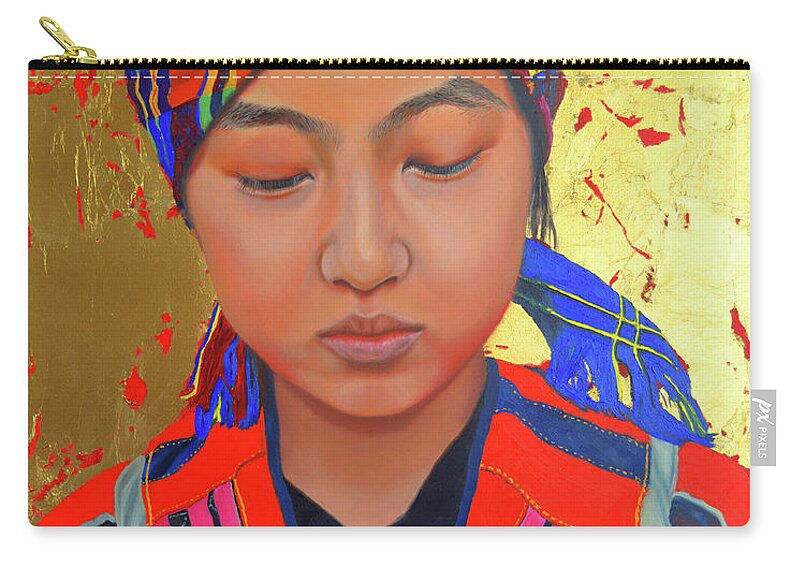 Portrait Painting Zip Pouch featuring the painting Her Story by Thu Nguyen