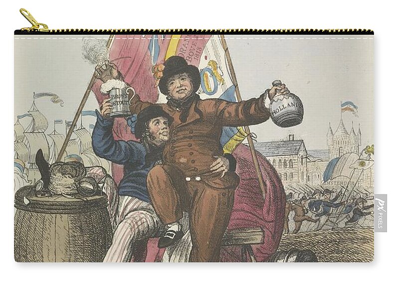 Hernieuwde Vriendschap Tussen Nederland En Groot-brittanni Zip Pouch featuring the drawing Hernieuwde vriendschap tussen Nederland en Groot Brittannie 1813 anonymous 1813 by Vintage Collectables