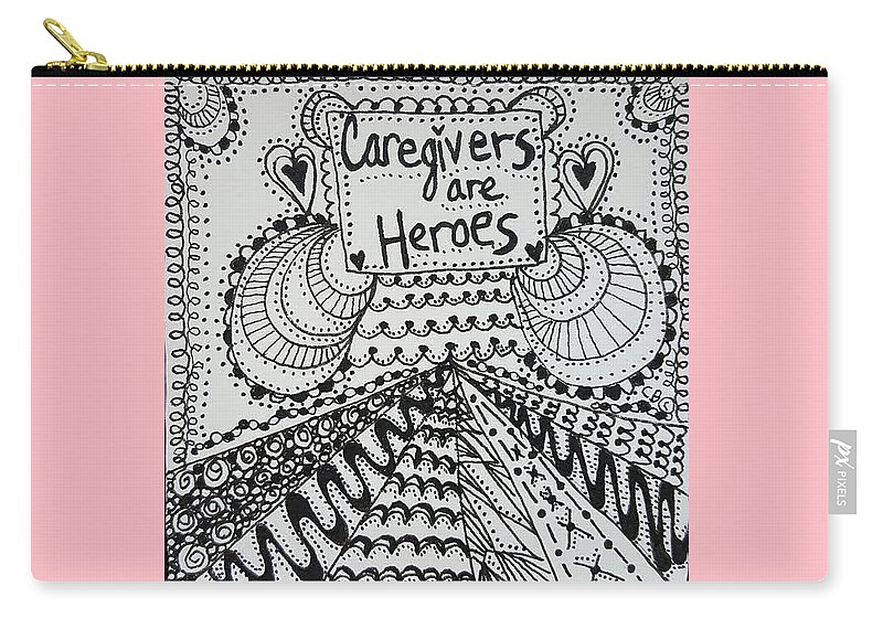 Hero Zip Pouch featuring the drawing Heroes by Carole Brecht