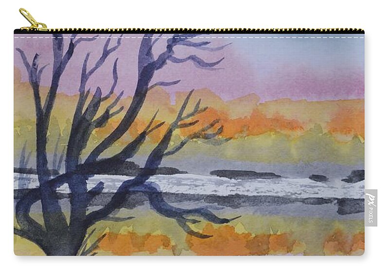 Heron And Color Zip Pouch featuring the painting Heron and Color by Warren Thompson