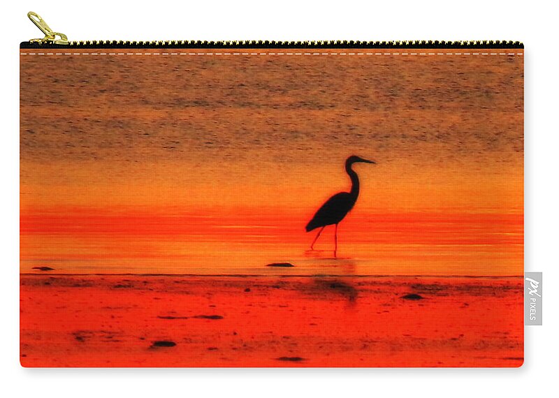 Heron At Dawn Zip Pouch featuring the photograph Heron at Dawn by Suzanne DeGeorge