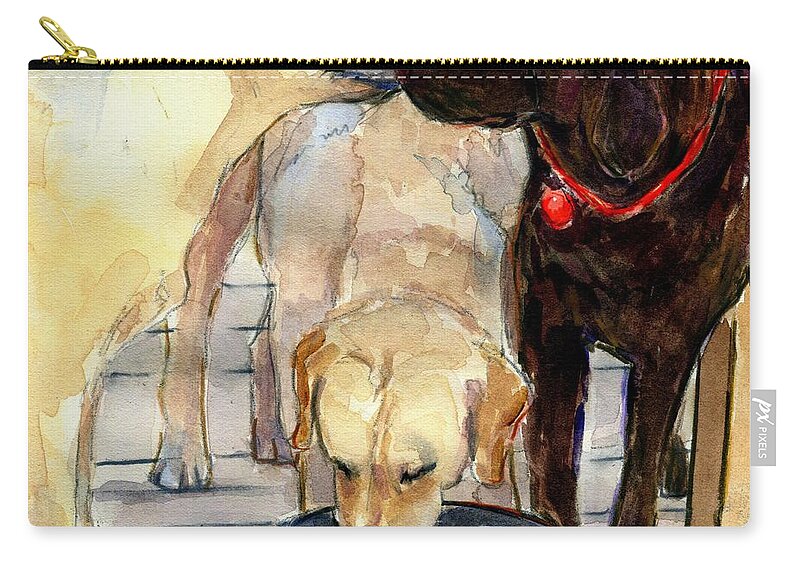 Labrador Retriever Zip Pouch featuring the painting Hershey Kiss by Molly Poole